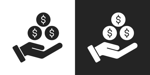 Salary Icon In Black And White Glyph Style