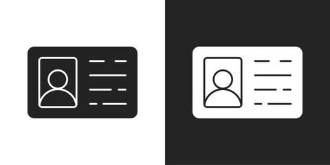 Id Card Icon In Black And White Glyph Style