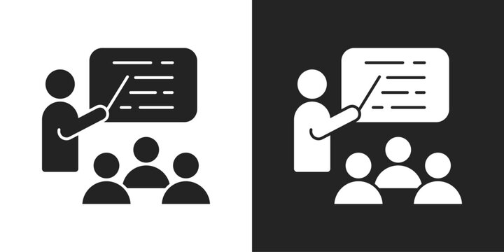 Training Icon In Black And White Glyph Style