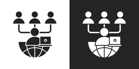 Outsourcing Icon In Black And White Glyph Style