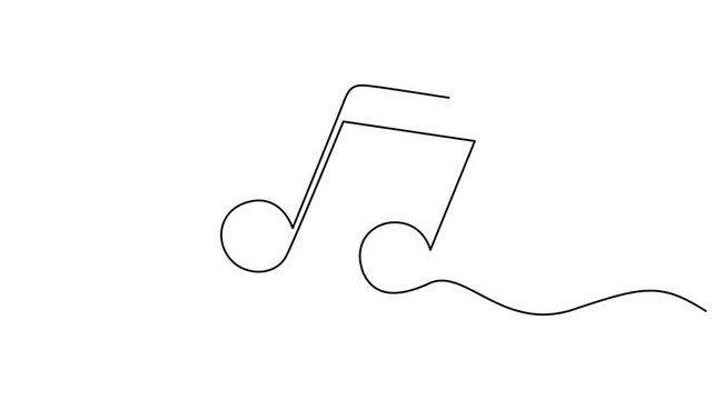 Self animated continuous one line drawing music notes. One line, music note animation continuous one line drawing