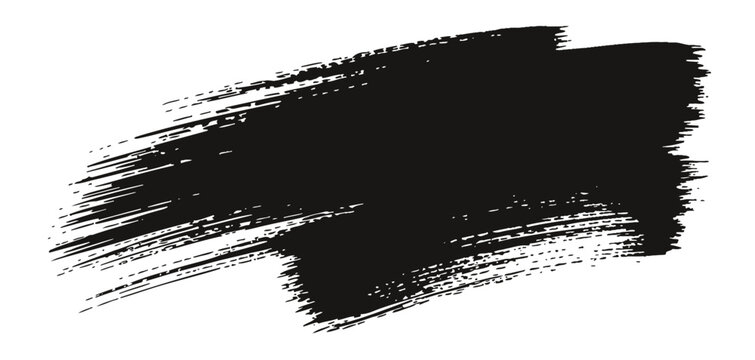 Abstract black brushstroke isolated on a stark white background simple design