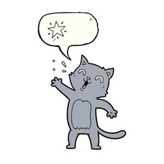Happy cartoon cat with speech bubble