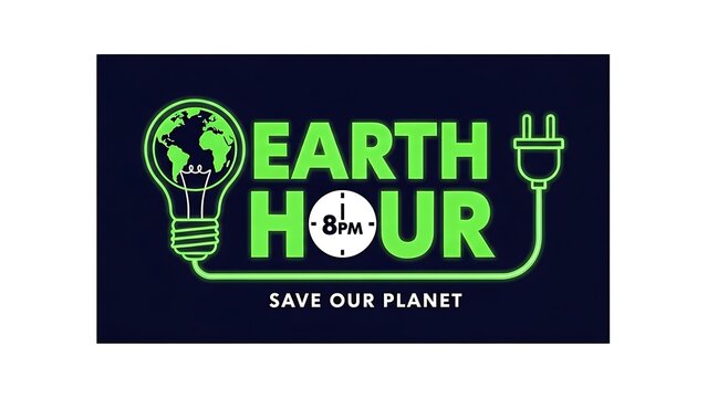 Earth hour logo with light bulb and plug