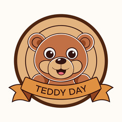 Fototapeta premium cute teddy day bear badge cartoon illustration isolated