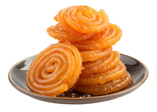 Golden Bangladeshi Jilapi Jalebi Spirals Isolated on Transparent Background