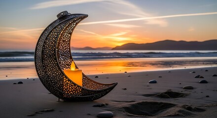 Sunset Beach Moon Lantern Illumination