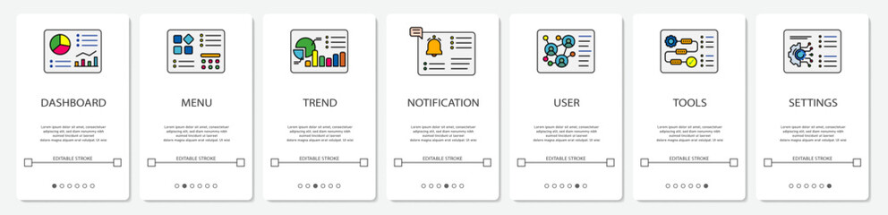 UI Development Digital Menu HMI SCADA PLC network monitoring status website mobile app screens dashboard menu trend notification user tools settings