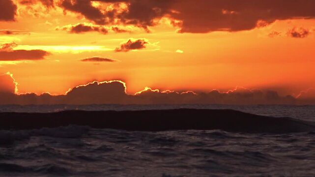 Sun has set, it is behind the clouds, Adriatic Sea, Ulcinj, Montenegro