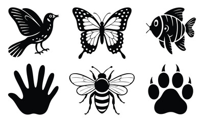 Bundle Earth day silhouette icons for nature wildlife and conservation set