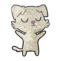 Obraz premium Adorable cartoon cat with closed eyes and outstretched arms