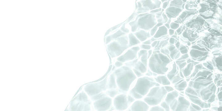 Refreshing light blue water surface with intricate sun reflections and wavy edge