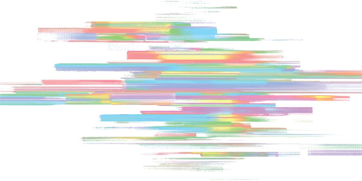 Colorful abstract digital art featuring dynamic horizontal lines and a glitch effect