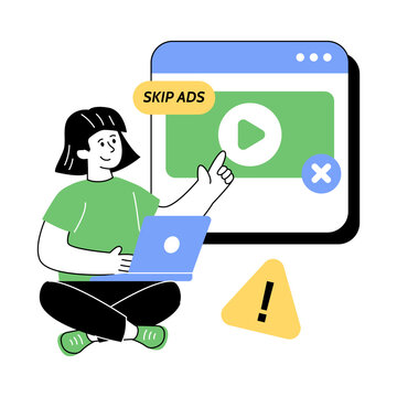 Skip ad illustration, editable vector 