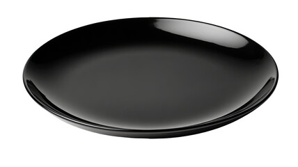 An empty black metal plate is a kitchen cooking utensil isolated on a white background as a single object for dinner preparation or food equipment