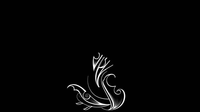 vector illustration of filigree floral design element on alpha background