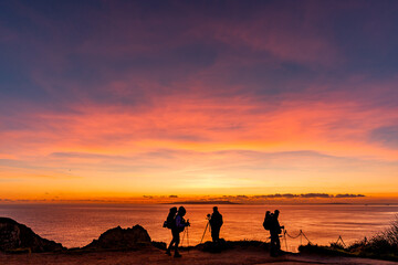 Durdle Door sea arch at sunset Dorset England