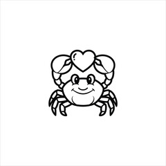 Obraz premium Cute Crab With Heart Cartoon Mascot Vector Illustration