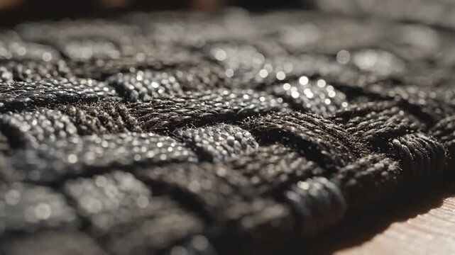 Close up view of intricate black braided texture