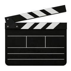 Fototapeta premium Black and White Clapperboard Film Production Tool Transparent Background