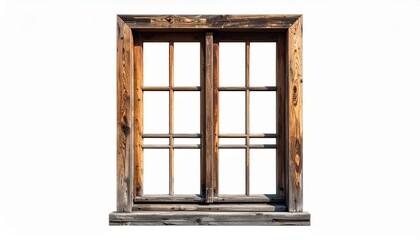 Obraz premium High-resolution image of a rustic wooden window frame, perfect for architectural designs and creative projects.