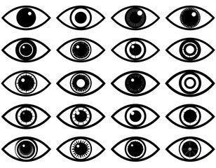 Collection of Eye Icons - A Focus on Vision and Perception.