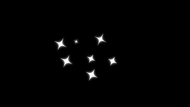 Shining White Star Glitter Animation with  black Screen background .Twinkle star glitter sparkle, 4k star sparkle vector doodles, glowing light effect, retro shine movement,4k animation