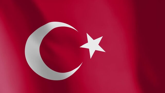Flag of Turkey animated background. Symbol of the Turkish nation and the culture. Waving flag in the wind footage. The sign is also called al bayrak.