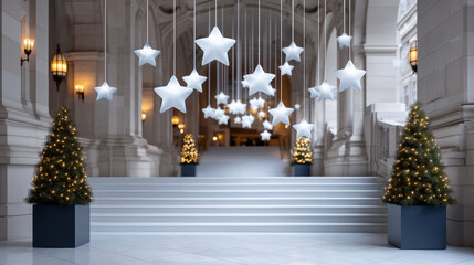 Elegant venue welcomes guest with sparkling decorations. It feels magical