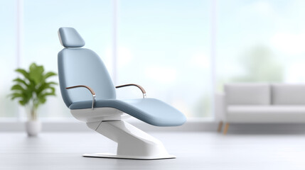 Empty dental chair awaits patient with hopeful, calming and modern aesthetic