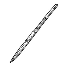 Black line art illustration of a surgical scalpel handle on a clean white background &ndash; stylized medical icon for surgical tools & health graphics