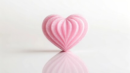 Delicate Spun Sugar Heart Sculpture Glistening on a White Surface