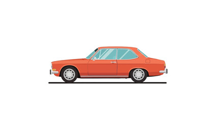 Vintage Orange Car Side View Illustration.
