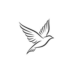 Fototapeta premium Minimalist flying dove line art