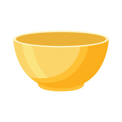 Yellow ceramic bowl flat vector illustration isolated on white background