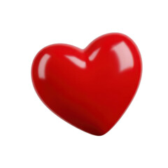Fototapeta premium Shiny red heart symbol on transparent background representing love and affection