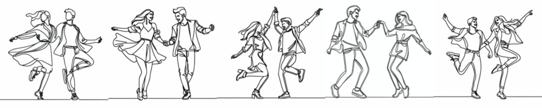 line art of a couple dancing happily together