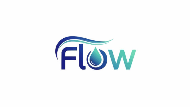 Flow logo with water drop and wave elements.