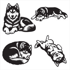 Siberian Husky Dog Laying Svg 