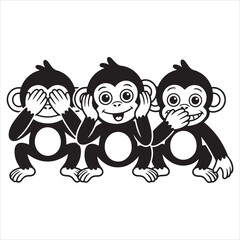 Three Wise Monkeys SVG 