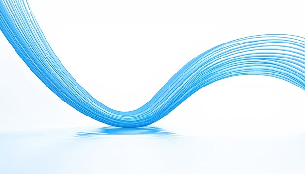 Blue flowing strands create a graceful curve against a bright white background