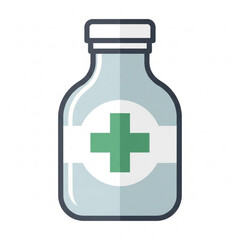 Fototapeta premium A simple green cross medical bottle icon on a for health care