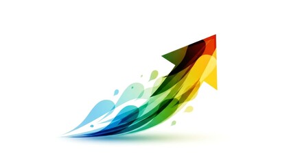 Colorful abstract arrow graphic pointing up, symbolizing growth, progress, and success.