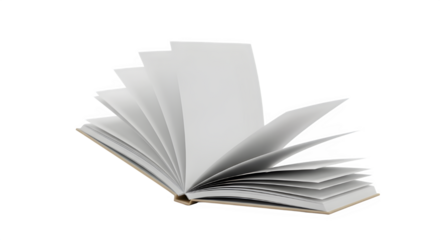 Open book with blank pages 3D render isolated on transparent background