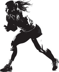 Fototapeta premium Black and White Rugby Player Silhouette in Dynamic Random Pose