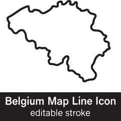 Belgium map outline icon, editable stroke, simple vector illustration