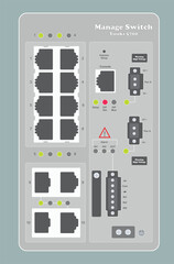 Industrial Manage Switch HUB Network Device Vector Flat Design