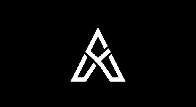 Elegant and modern abstract letter a logo design in white on a striking black background
