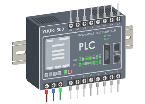 PLC Programable Logic Controller With Digital Analog Input and Output Flat Design