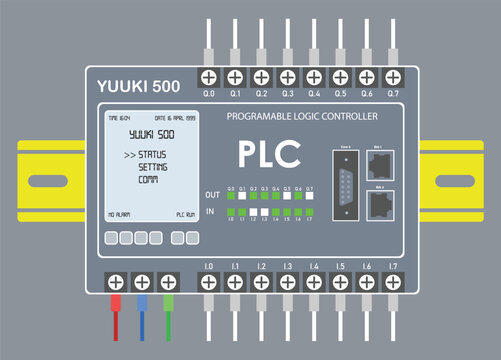 PLC Programable Logic Controller With Digital Analog Input and Output Flat Design